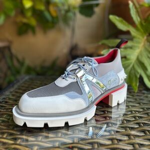 Christian Louboutin Gray and White Chunky Sneakers